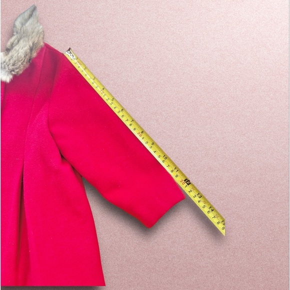 New Toddler girl button closure red Winter Coat With Faux Fur Trip 18-24m - Picture 10 of 12